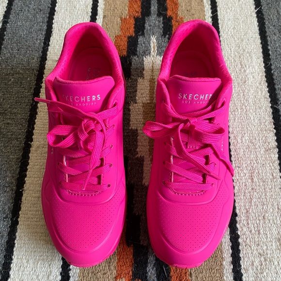 Skechers Hot Pink “Uno - Night Shades” Sneakers Women’s SIZE 7 - Picture 5 of 12